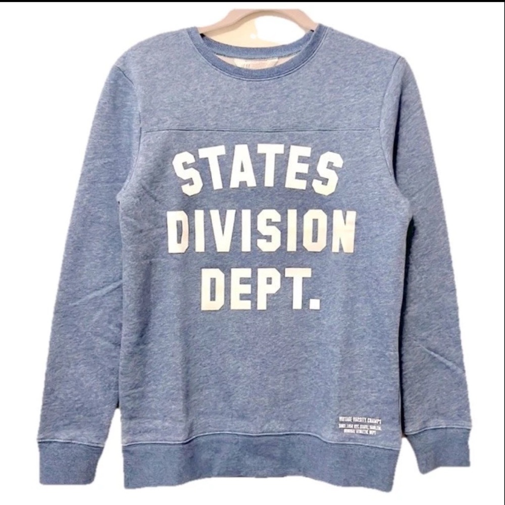 H & M Blue Rounded Longsleeve States Division Graphic Sweatshirt Kids Size12-14Y